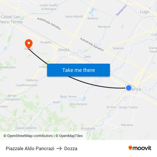 Piazzale Aldo Pancrazi to Dozza map
