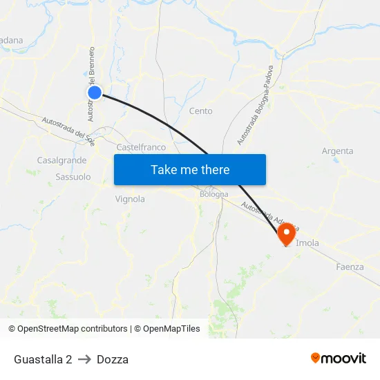 Guastalla 2 to Dozza map