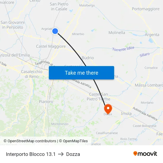 Interport Block 13.1 to Dozza map