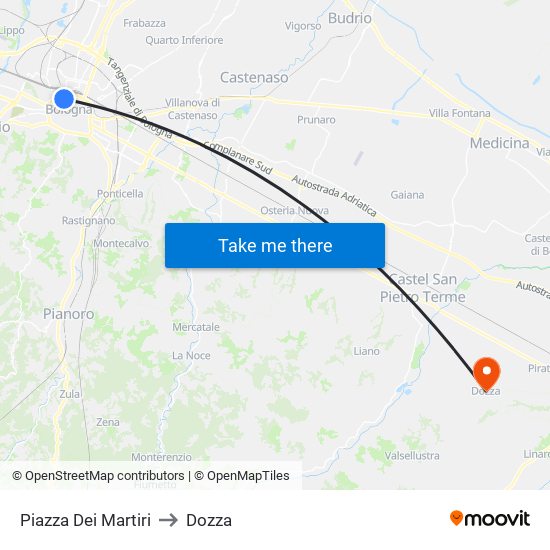 Piazza Dei Martiri to Dozza map