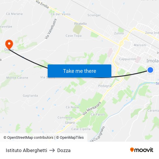 Istituto Alberghetti to Dozza map