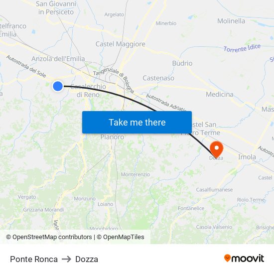 Ponte Ronca to Dozza map