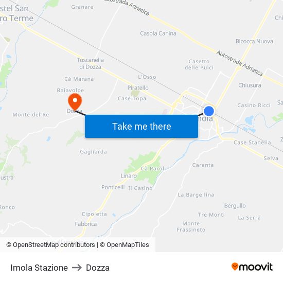 Imola Stazione to Dozza map
