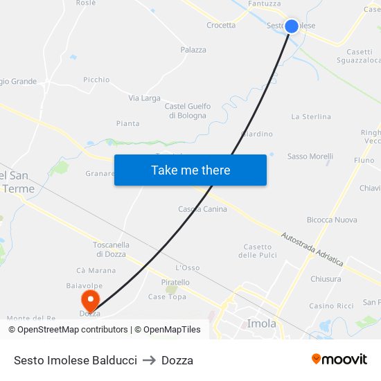 Sesto Imolese Balducci to Dozza map