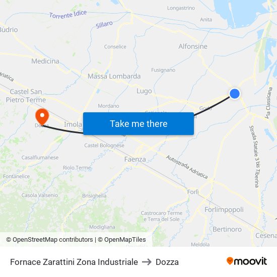 Fornace Zarattini Zona Industriale to Dozza map