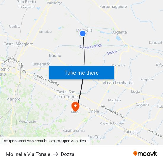 Molinella Via Tonale to Dozza map