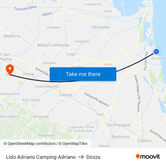 Lido Adriano Camping Adriano to Dozza map