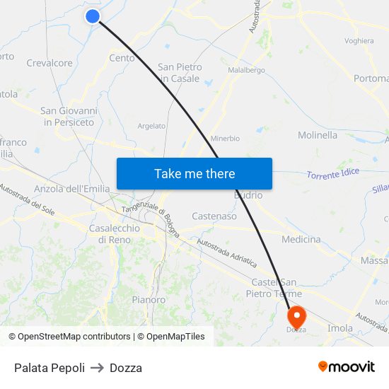 Palata Pepoli to Dozza map