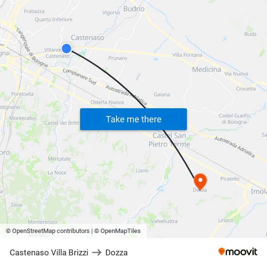 Castenaso Villa Brizzi to Dozza map