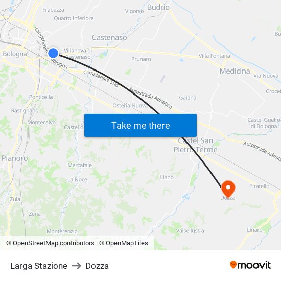 Larga Stazione to Dozza map