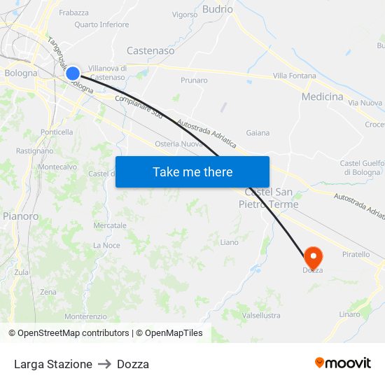 Larga Stazione to Dozza map