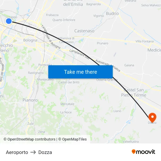 Airport to Dozza map
