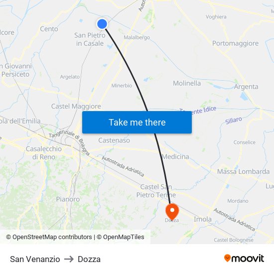 San Venanzio to Dozza map