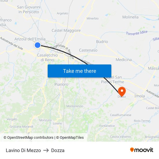 Lavino Di Mezzo to Dozza map