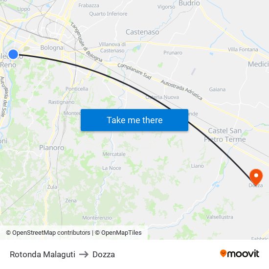 Rotonda Malaguti to Dozza map