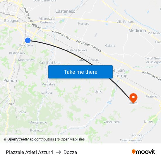 Piazzale Atleti Azzurri to Dozza map