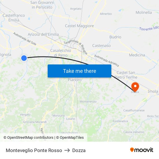 Monteveglio Ponte Rosso to Dozza map