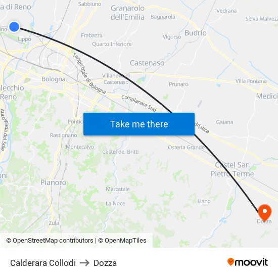 Calderara Collodi to Dozza map