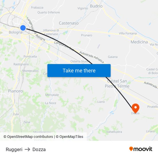 Ruggeri to Dozza map