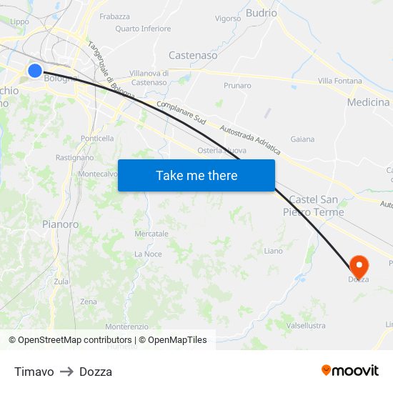 Timavo to Dozza map