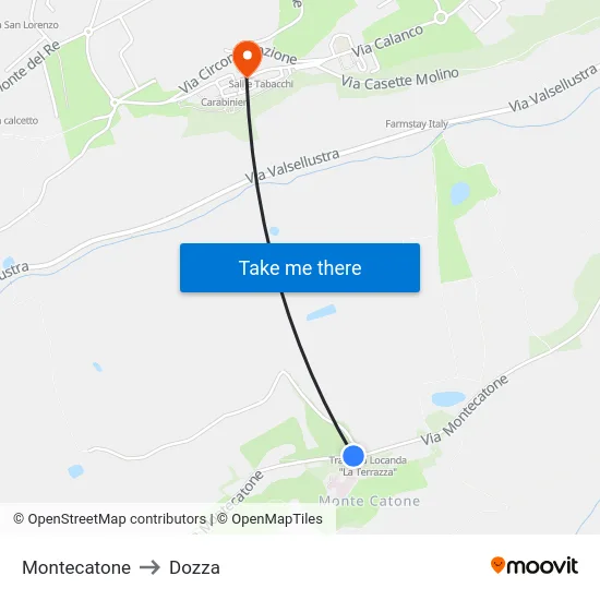Montecatone to Dozza map