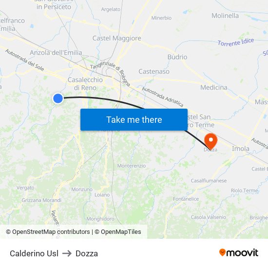 Calderino Usl to Dozza map