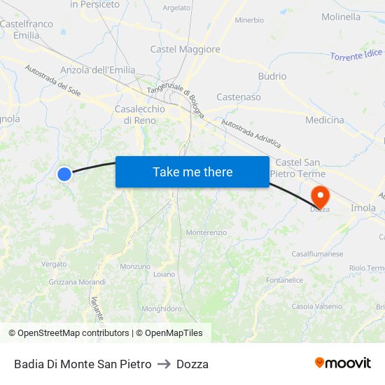 Badia Di Monte San Pietro to Dozza map