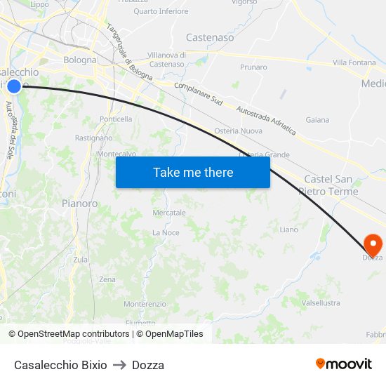 Casalecchio Bixio to Dozza map