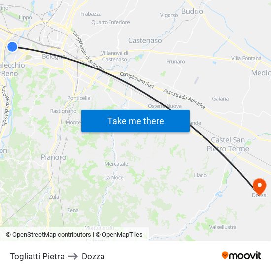 Togliatti Pietra to Dozza map