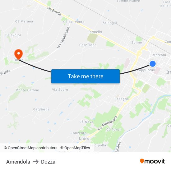 Amendola to Dozza map