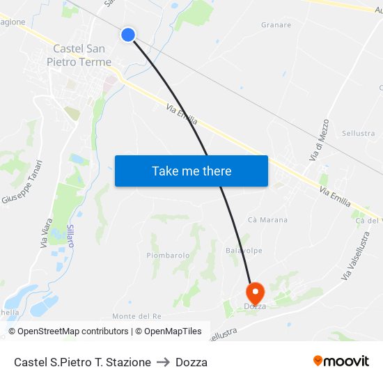 Castel S.Pietro T. Stazione to Dozza map