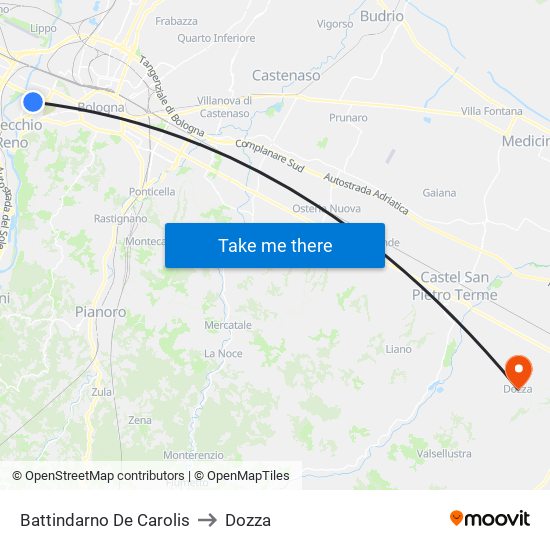 Battindarno De Carolis to Dozza map