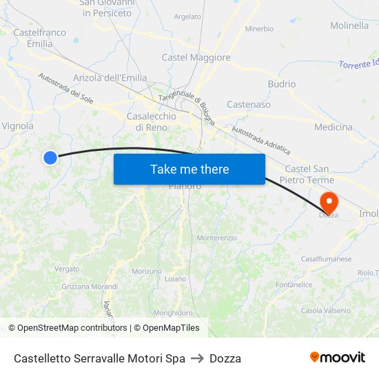 Castelletto Serravalle Motori Spa to Dozza map