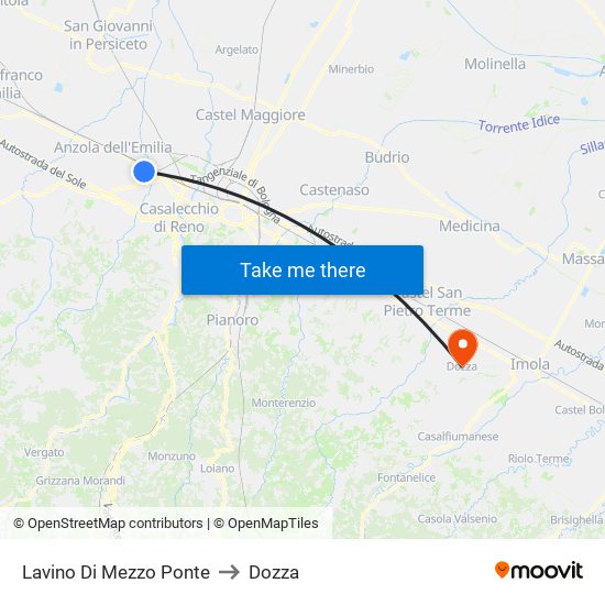 Lavino Di Mezzo Ponte to Dozza map