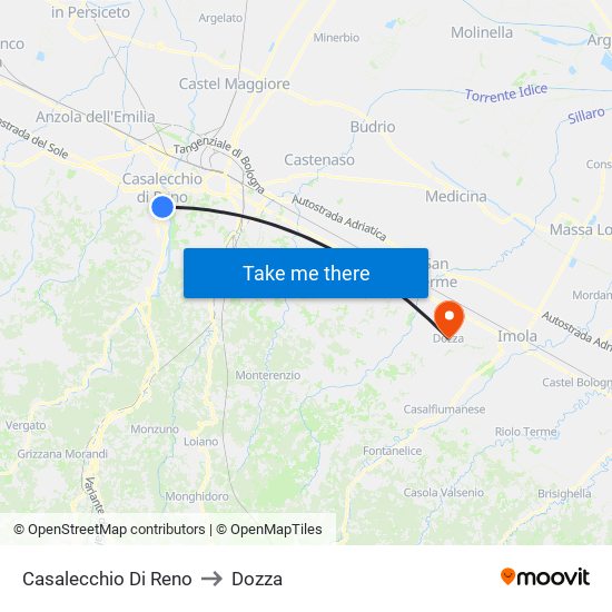 Casalecchio Di Reno to Dozza map