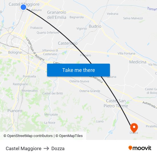 Castel Maggiore to Dozza map