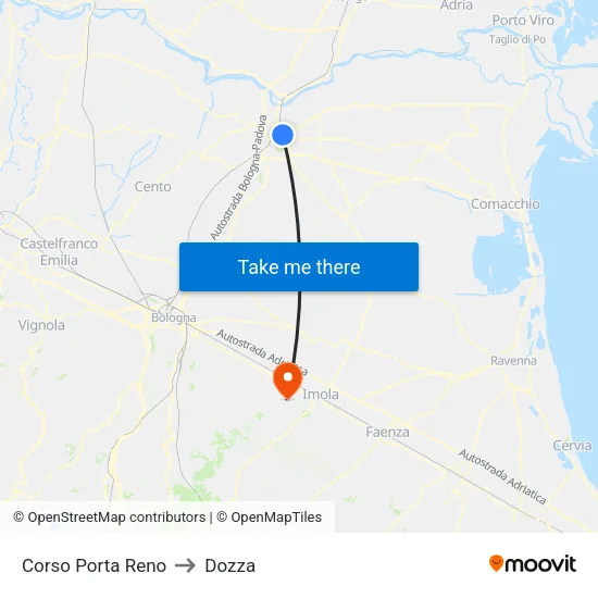Porta Reno Course to Dozza map