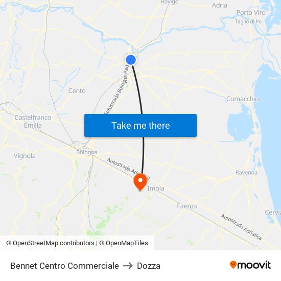 Bennet Centro Commerciale to Dozza map