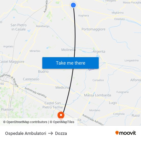 Ospedale Ambulatori to Dozza map