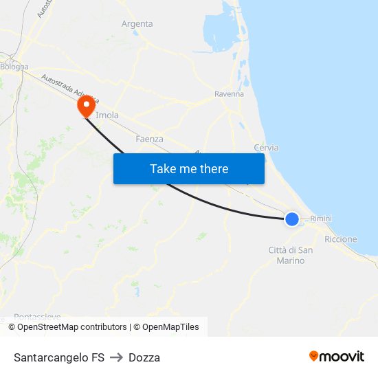 Santarcangelo FS to Dozza map