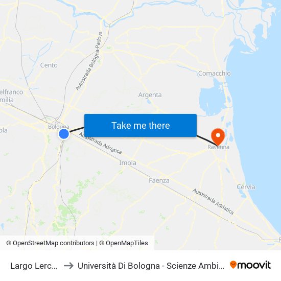 Largo Lercaro to Università Di Bologna - Scienze Ambientali map