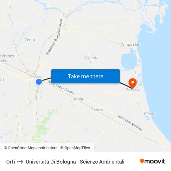 Orti to Università Di Bologna - Scienze Ambientali map