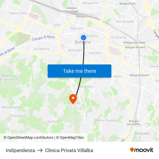 Indipendenza to Clinica Privata Villalba map