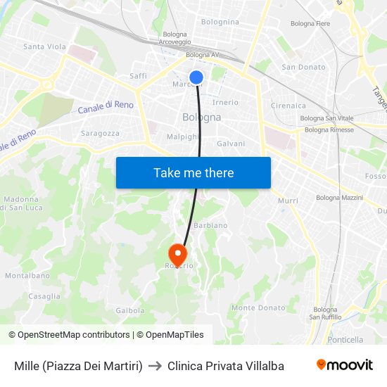 Mille (Piazza Dei Martiri) to Clinica Privata Villalba map