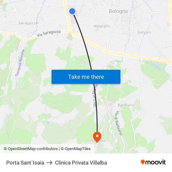 Porta Sant`Isaia to Clinica Privata Villalba map