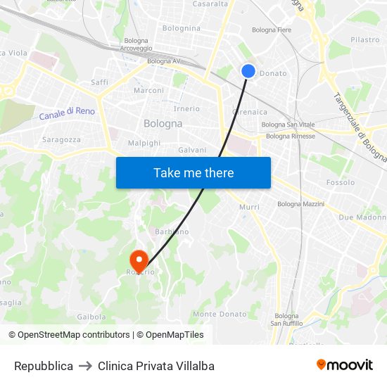 Repubblica to Clinica Privata Villalba map