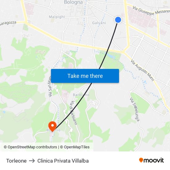 Torleone to Clinica Privata Villalba map