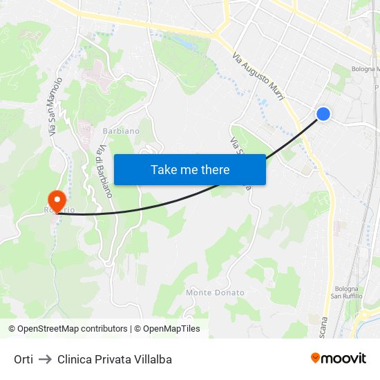 Orti to Clinica Privata Villalba map