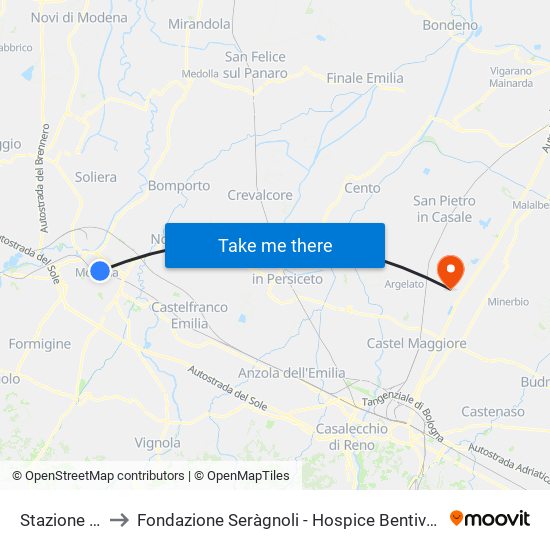 Stazione FS to Fondazione Seràgnoli - Hospice Bentivoglio map