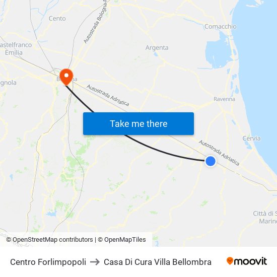 Centro Forlimpopoli to Casa Di Cura Villa Bellombra map